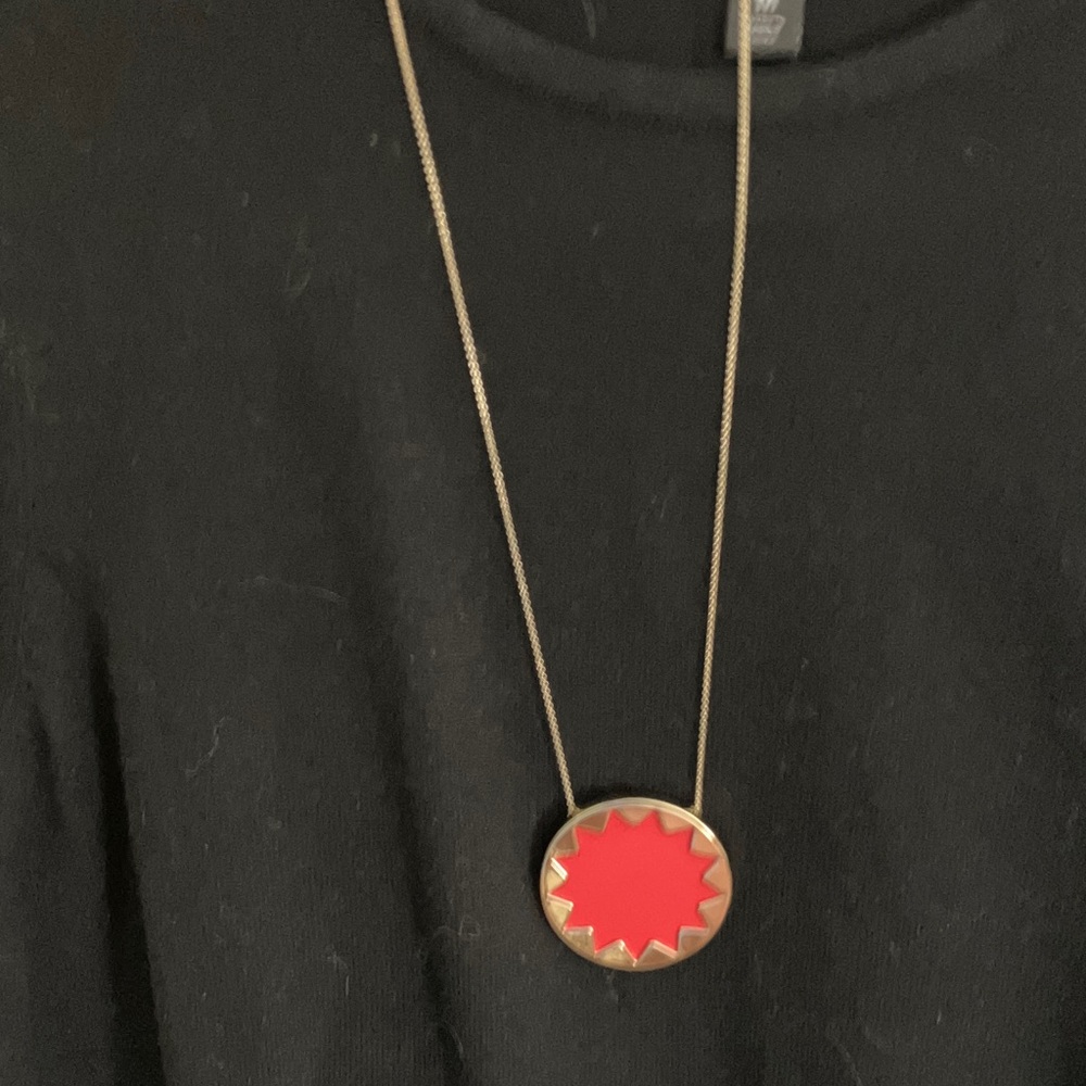 Gold and Red Pendant Necklace